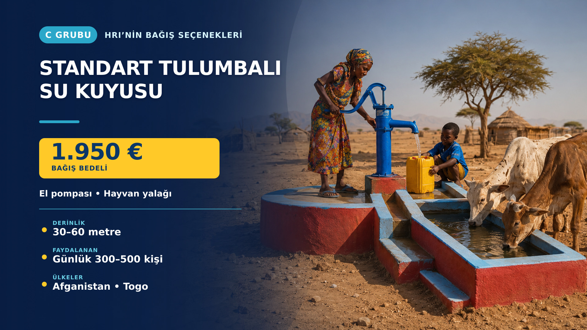 Standart tulumbalı su kuyusu bağışı